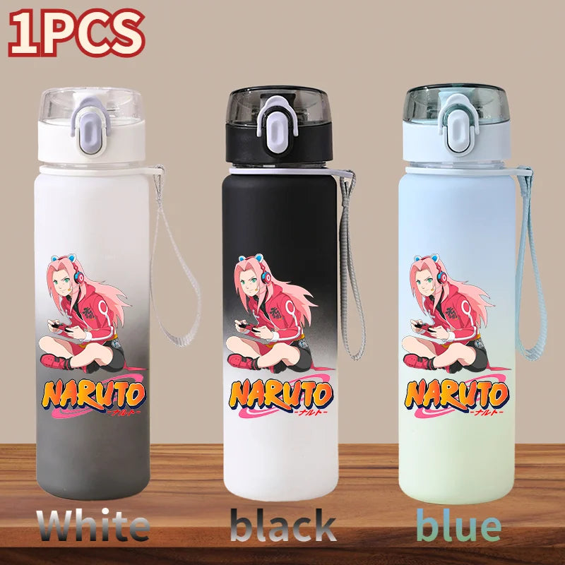 NARUTO 560ML Large Capacity Children Water Cup Portable Plastic Outdoor Sports Aldults Drinking Water Bottle Anime Uchiha Sasuke