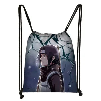 New Anime Uchiha Sasuke Akatsuki Sharingan Cartoon Drawstring Bag Children's Portable Backpack toys Gift