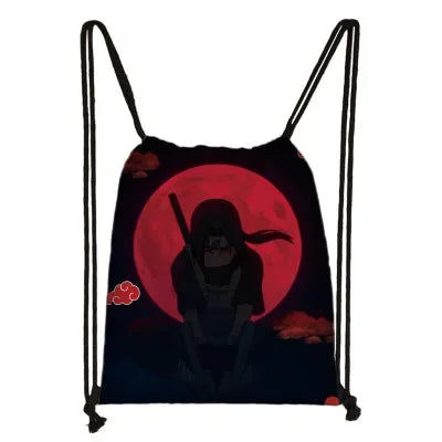 New Anime Uchiha Sasuke Akatsuki Sharingan Cartoon Drawstring Bag Children's Portable Backpack toys Gift