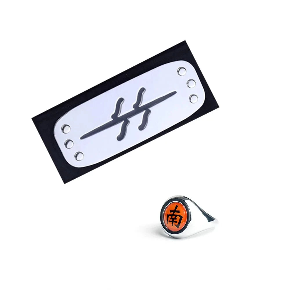 Bandai Naruto Akatsuki Rings Headbands Anime Figure Itachi Cosplay Ring Accessories Props Jewerly Christmas Party Gifts
