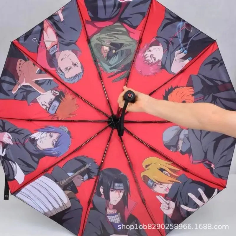 New Naruto Umbrella Automatic Sunny Umbrella Akatsuki Itachi Sasuke Animation Peripheral Cartoon Creative Children's Gift Toys