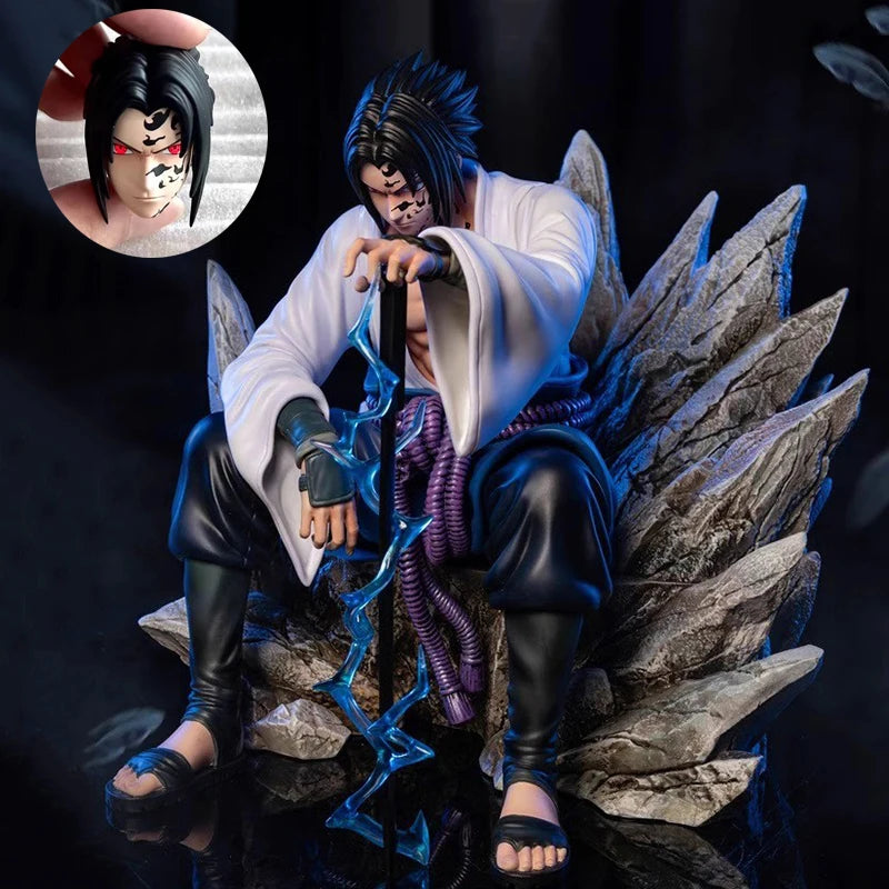 Naruto Uchiha Sasuke Figures Mantra Seal Sitting Uchiha Sasuke Action Figures 18cm PVC Anime Collection Model Toys Gifts