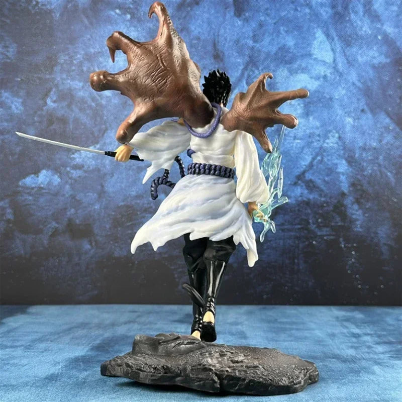 Naruto GK Tiemu 31cm Uchiha Sasuke Figure Mantra Seal Sharingan Fighting Scene Figurine Anime Model Ornaments