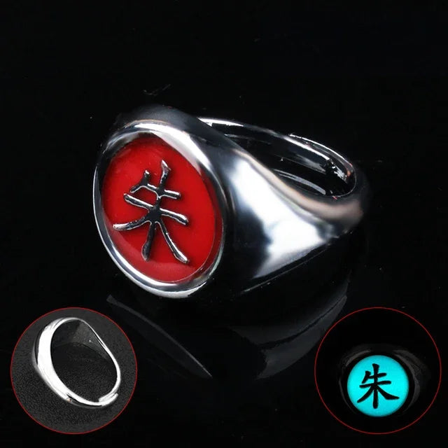 Japanese Anime Cosplay Luminous Ring Akatsuki Ladies Ring Men's Ring Accessories Props Finger Decoration Anillos Akatsuki Itachi