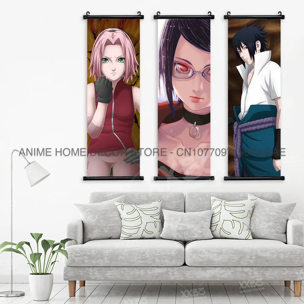 Naruto Posters Scroll Wall Decor Uchiha Itachi Home Pictures Haruno Sakura Anime Hanging Nara Shikamaru Art Paintings Orochimaru
