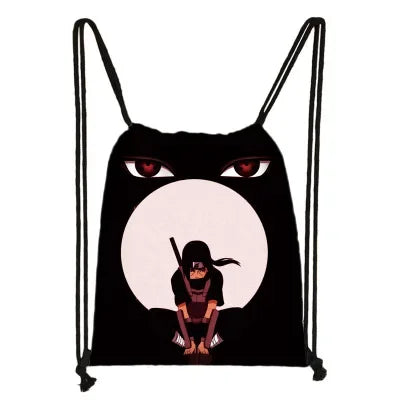 New Anime Uchiha Sasuke Akatsuki Sharingan Cartoon Drawstring Bag Children's Portable Backpack toys Gift