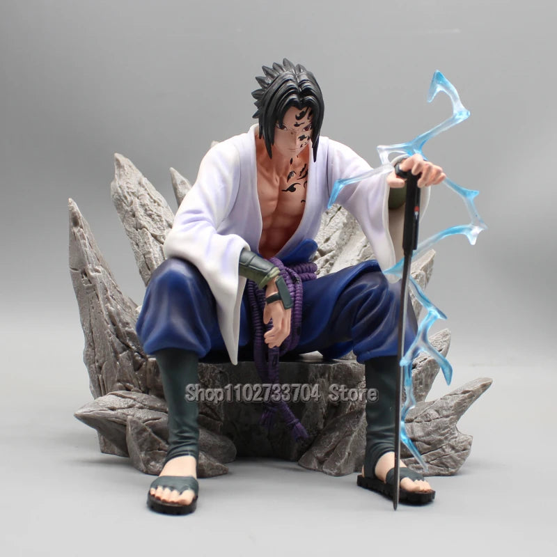 Naruto Uchiha Sasuke Figures Mantra Seal Sitting Uchiha Sasuke Action Figures 18cm PVC Anime Collection Model Toys Gifts