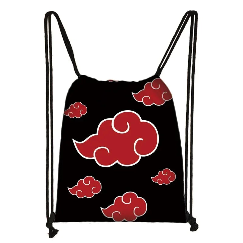 New Anime Uchiha Sasuke Akatsuki Sharingan Cartoon Drawstring Bag Children's Portable Backpack toys Gift