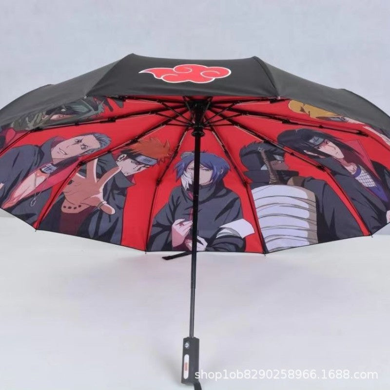 New Naruto Umbrella Automatic Sunny Umbrella Akatsuki Itachi Sasuke Animation Peripheral Cartoon Creative Children's Gift Toys